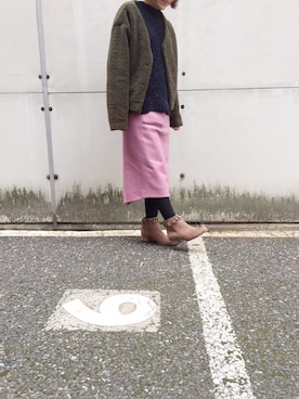 「アイテム（ノーカラージャケット、グリーン系）」を使った、JELLYBEANSさん（レディース・155cm）の秋コーディネート