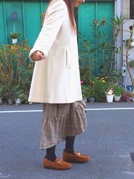 「新作」｜「アイテム（モカシン/デッキシューズ）」を使った、JELLYBEANSさん（レディース・155cm）の冬コーディネート