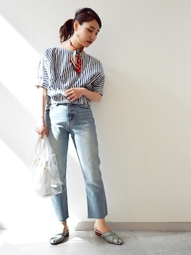 「アイテム（サンダル、グリーン系）」を使った、JELLYBEANSさん（レディース・155cm）の春コーディネート