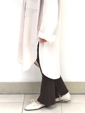 「スリット」｜「アイテム（バレエシューズ）」を使った、JELLYBEANSさん（レディース・158cm）の冬コーディネート