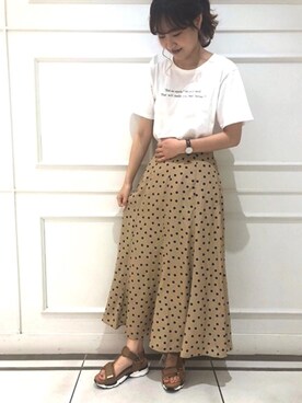 「アイテム（サンダル、イエロー系）」を使った、JELLYBEANSさん（レディース・158cm）の春コーディネート