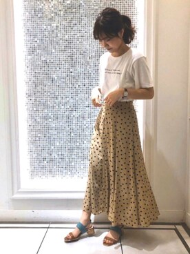 「アイテム（サンダル、グリーン系）」を使った、JELLYBEANSさん（レディース・158cm）の春コーディネート