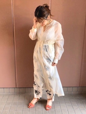 「アイテム（サンダル、オレンジ系）」を使った、JELLYBEANSさん（レディース・158cm）の春コーディネート