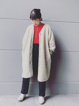 「JELLY BEANS（ジェリービーンズ）のサイドゴアショートブーツ(214-119)JELLY BEANS(ジェリービーンズ)（ブーツ）」を使った、JELLYBEANSさん（レディース・158cm）の冬コーディネート