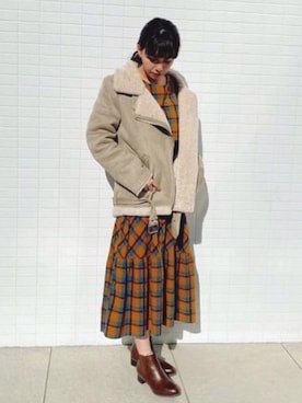 「JELLY BEANS（ジェリービーンズ）のサイドゴアショートブーツ(214-119)JELLY BEANS(ジェリービーンズ)（ブーツ）」を使った、JELLYBEANSさん（レディース・158cm）の冬コーディネート