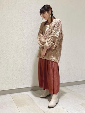 「JELLY BEANS（ジェリービーンズ）のサイドゴアショートブーツ(214-119)JELLY BEANS(ジェリービーンズ)（ブーツ）」を使った、JELLYBEANSさん（レディース・158cm）の冬コーディネート