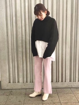 「JELLY BEANS（ジェリービーンズ）のサイドゴアショートブーツ(214-119)JELLY BEANS(ジェリービーンズ)（ブーツ）」を使った、JELLYBEANSさん（レディース・158cm）の冬コーディネート