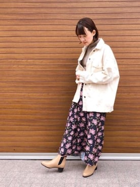 「JELLY BEANS（ジェリービーンズ）のサイドゴアショートブーツ(214-119)JELLY BEANS(ジェリービーンズ)（ブーツ）」を使った、JELLYBEANSさん（レディース・154cm）の冬コーディネート