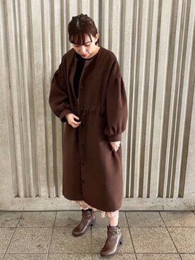 「ブラウンコーデ」｜「アイテム（レインシューズ）」を使った、JELLYBEANSさん（レディース・158cm）の冬コーディネート