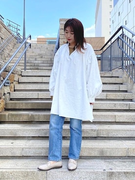 「JELLY BEANS（ジェリービーンズ）の【レイン対応】金具ビットレインローファー(309-7237)JELLY BEANS(ジェリービーンズ)（レインシューズ）」を使った、JELLYBEANSさん（レディース・158cm）の冬コーディネート