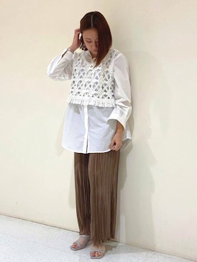 「透かし編みニット」｜JELLYBEANSさん（レディース・158cm）の夏コーディネート