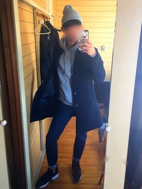 「JEANASIS（ジーナシス）のアイテム（パーカー）」を使った、あまかんさん（メンズ・179cm）の冬コーディネート