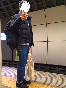 「カップル」｜「アイテム（ダウンジャケット/コート）」を使った、◯ ◯ ◯さん（メンズ・175cm）の冬コーディネート