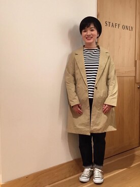 「coenスタッフスタイリング」｜「アイテム（ハンチング/ベレー帽）」を使った、coenのださん（レディース・153cm）の春コーディネート