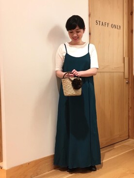 「coen（コーエン）のシーグラスミニかごバッグ（バスケット）（かごバッグ）」を使った、coenのださん（レディース・153cm）の春コーディネート