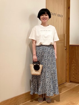 「coen（コーエン）のシーグラスミニかごバッグ（バスケット）（かごバッグ）」を使った、coenのださん（レディース・153cm）の夏コーディネート