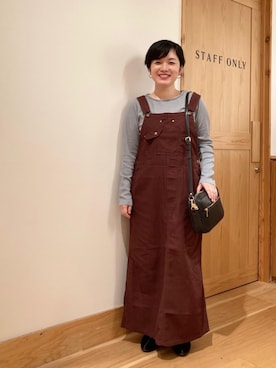 「アイテム（ジャンパースカート、レッド系）」を使った、coenのださん（レディース・153cm）の秋コーディネート