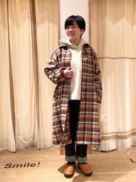「アイテム（ステンカラーコート、ブラウン系）」を使った、coenのださん（レディース・153cm）の冬コーディネート