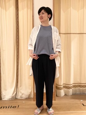 「USAコットン」｜「アイテム（スラックス）」を使った、coenのださん（レディース・153cm）の夏コーディネート