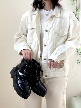 「ラブアンドピース2020」｜「アイテム（デニムジャケット）」を使った、ｊｕｎさん（レディース・152cm）の秋コーディネート