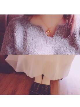 「THEATRE PRODUCTS（シアタープロダクツ）のアイテム（ニット/セーター）」を使った、Pangzhiiiii🖤さん（レディース・163cm）の冬コーディネート
