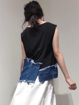 「リメイクデニム」｜「アイテム（スカート）」を使った、renapinmaruさん（レディース・162cm）の夏コーディネート