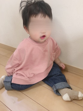 「no brand（ノーブランド）のアイテム（スウェット）」を使った、oto♪さん（キッズ・70cm）の秋コーディネート