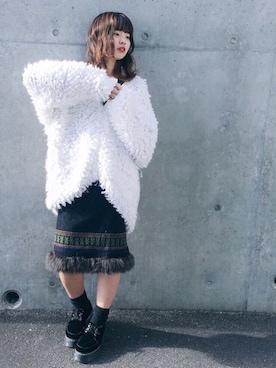 「IKUMI（イクミ）のアイテム（その他アウター）」を使った、中井 美里さん（レディース・160cm）の冬コーディネート