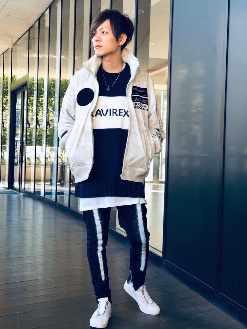 アヴィレックス ブロックキングロゴ　ニットセーター AVIREX アヴィレックス ⁄ BLOCKING LOGO KNIT 切り替え ブロックキング