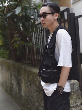 「RIN（リン）のアイテム（パンツ）」を使った、マキノ コウスケさん（メンズ・175cm）の夏コーディネート