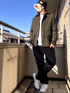 「SHIPS JET BLUE（シップスジェットブルー）のアイテム（ニットキャップ/ビーニー）」を使った、フーさん（メンズ・172cm）の冬コーディネート