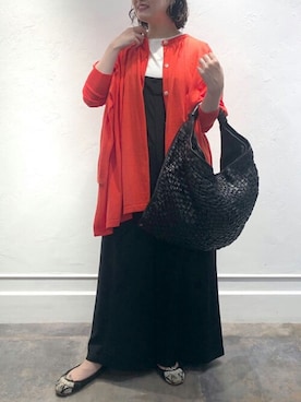 「BEARDSLEY（ビアズリー）のアイテム（オールインワン・サロペット）」を使った、SUEOKAさん（レディース・154cm）の秋コーディネート