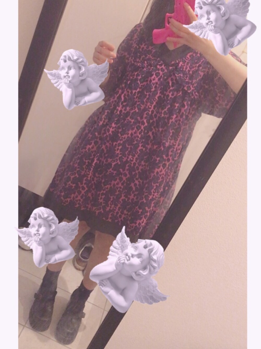 「ひょう柄、ピンク、ワンピース、カジュアルコーデ、カジュアル、おしゃれさんと繋がりたい、派手、柄ワンピース」｜「RNAのアイテム（ワンピース、ピンク系）」を使った、のぴ🐼さん（レディース・150cm）の夏コーディネートの1枚目の写真