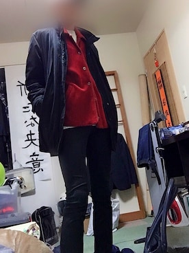 「COMME CA ISM（コムサイズム）のアイテム（ステンカラーコート）」を使った、 雪代  月さん（メンズ・181cm）の秋コーディネート