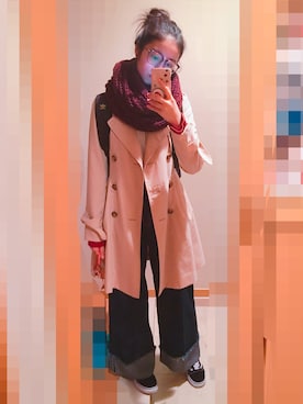 「スヌード」｜「アイテム（トレンチコート）」を使った、YUI さん（レディース・156cm）の冬コーディネート