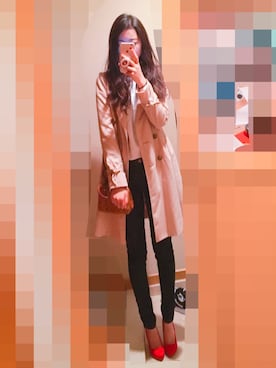 「red」｜「アイテム（トレンチコート）」を使った、YUI さん（レディース・156cm）の冬コーディネート