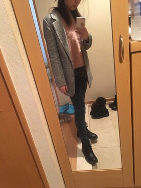 「GU（ジーユー）の（GU）レースアップショートブーツＡ（WOMEN ⁄ シューズ）」を使った、YUI さん（レディース・156cm）の冬コーディネート
