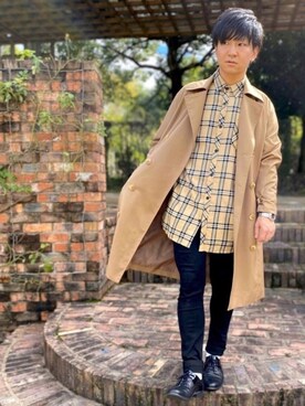 「タータンチェック」｜「アイテム（アナログ腕時計）」を使った、ゆうやさん（メンズ・167cm）の秋コーディネート