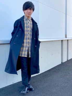 「アンクルパンツ」｜「アイテム（トレンチコート）」を使った、ゆうやさん（メンズ・167cm）の冬コーディネート