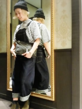 「DIESEL（ディーゼル）のアイテム（つなぎ/オールインワン）」を使った、minamiyukiさん（レディース・158cm）の春コーディネート