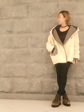 「DIESEL（ディーゼル）のアイテム（ブルゾン、ベージュ系）」を使った、minamiyukiさん（レディース・158cm）の秋コーディネート