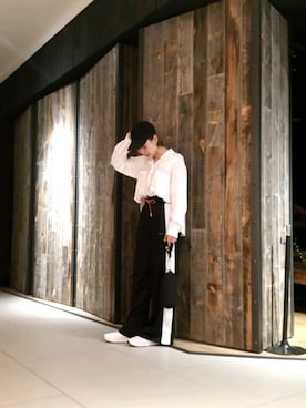 「DIESEL（ディーゼル）のアイテム（その他パンツ、ブラック系）」を使った、minamiyukiさん（レディース・158cm）の春コーディネート