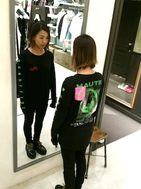 「DIESEL（ディーゼル）のアイテム（Tシャツ/カットソー、ブラック系）」を使った、minamiyukiさん（レディース・158cm）の夏コーディネート