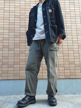 「Eddie Bauer（エディーバウアー）のアイテム（Tシャツ/カットソー）」を使った、えもさん（メンズ・169cm）の春コーディネート