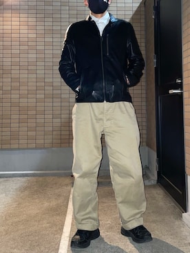 「Safari（サファリ）のアイテム（ライダースジャケット）」を使った、えもさん（メンズ・169cm）の春コーディネート