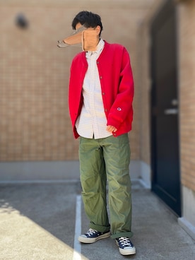 「Champion（チャンピオン）のアイテム（ブルゾン）」を使った、えもさん（メンズ・169cm）の春コーディネート