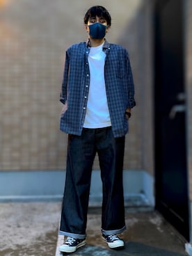 「ink（インク）のアイテム（パンツ）」を使った、えもさん（メンズ・169cm）の春コーディネート