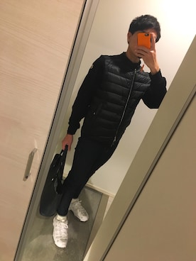 「MONCLER（モンクレール）のアイテム（ブルゾン）」を使った、koooさん（メンズ・170cm）の春コーディネート