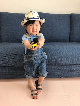 「ブルーコーデ」｜「アイテム（オールインワン・サロペット）」を使った、saku*さん（キッズ・60cm）の春コーディネート