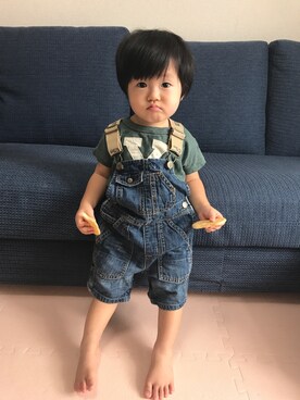 「1歳5ヶ月」｜「アイテム（オールインワン・サロペット）」を使った、saku*さん（キッズ・60cm）の夏コーディネート